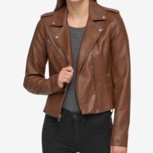 Levi's Brown Faux Leather Moto Jacket, L